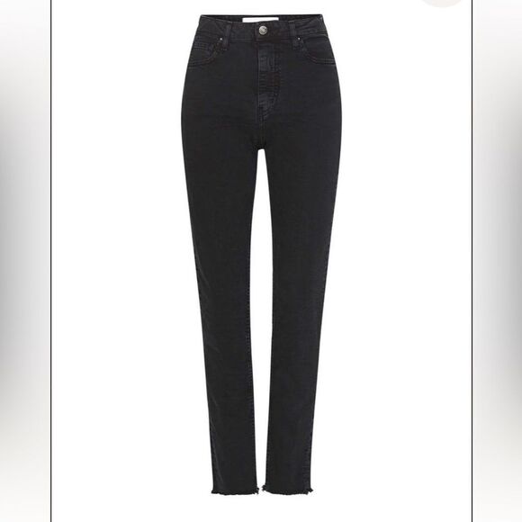 IRO Jeans THILA Designer High Waist Skinny Stretch Denim Raw hem Black Size 25 - Picture 2 of 15